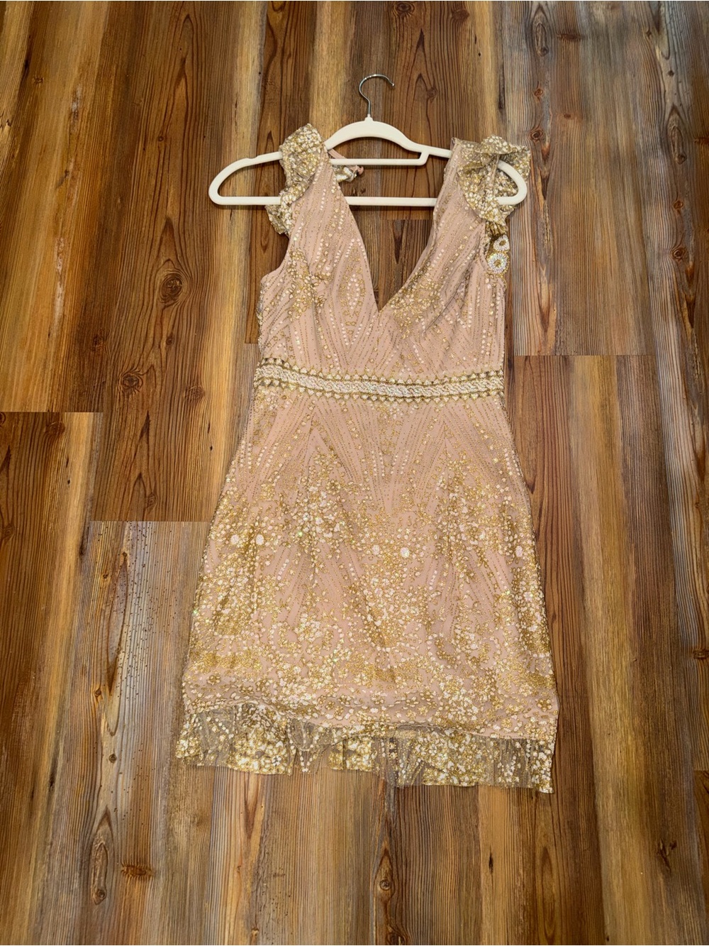 Hello Molly Sparkly Champagne Mini Dress